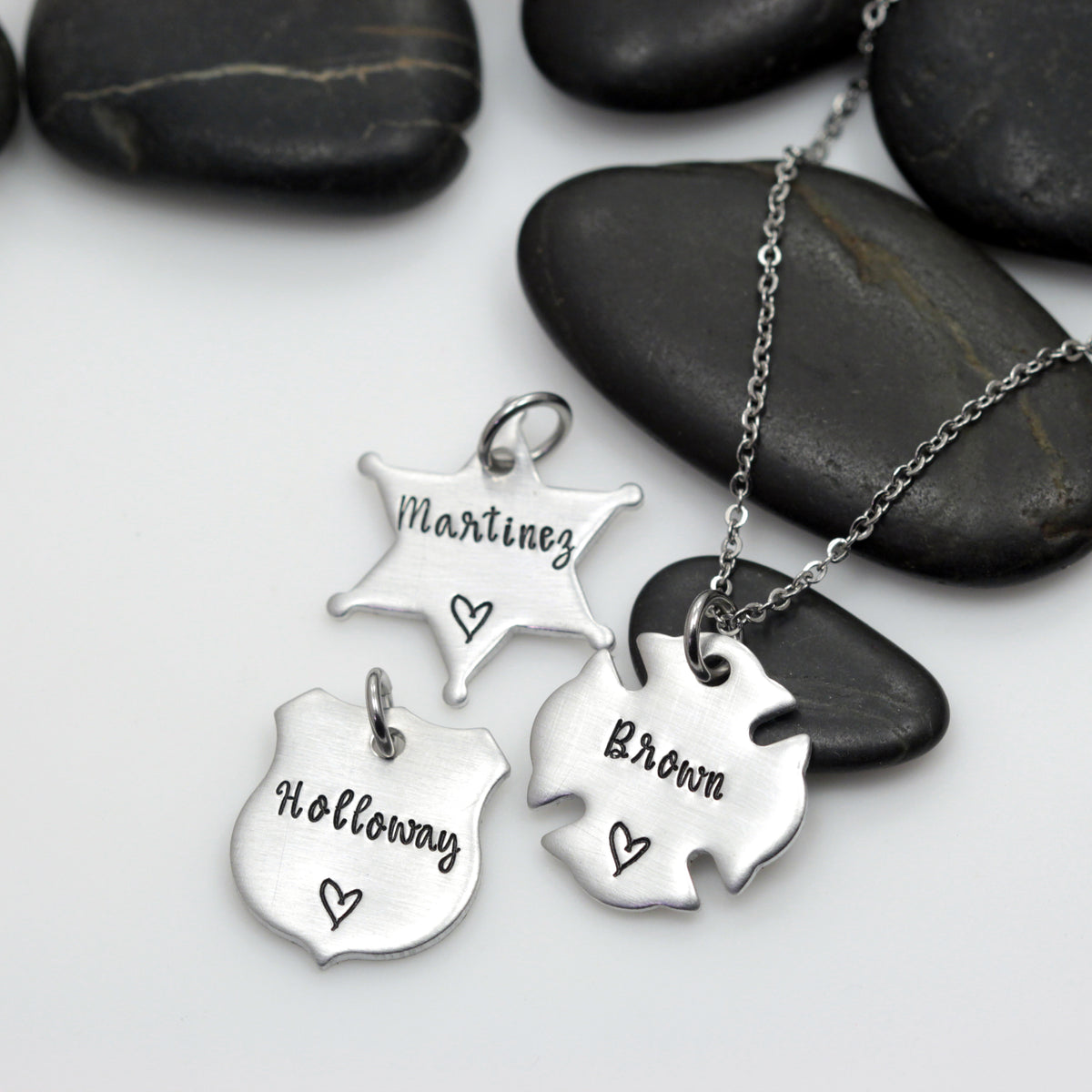 Name hot sale badge necklaces