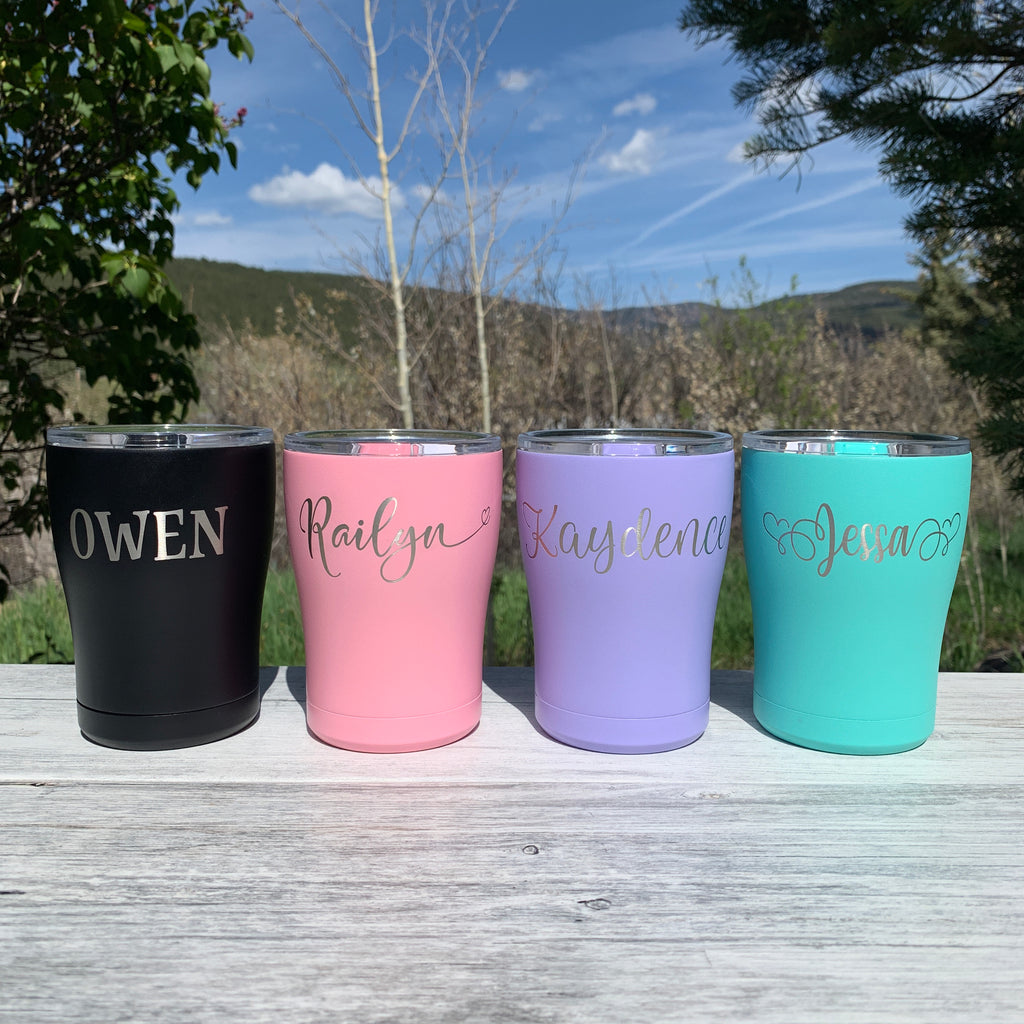 Personalized Name | Engraved 12oz Stainless Steel Rollie Tumbler - Hand Stamped