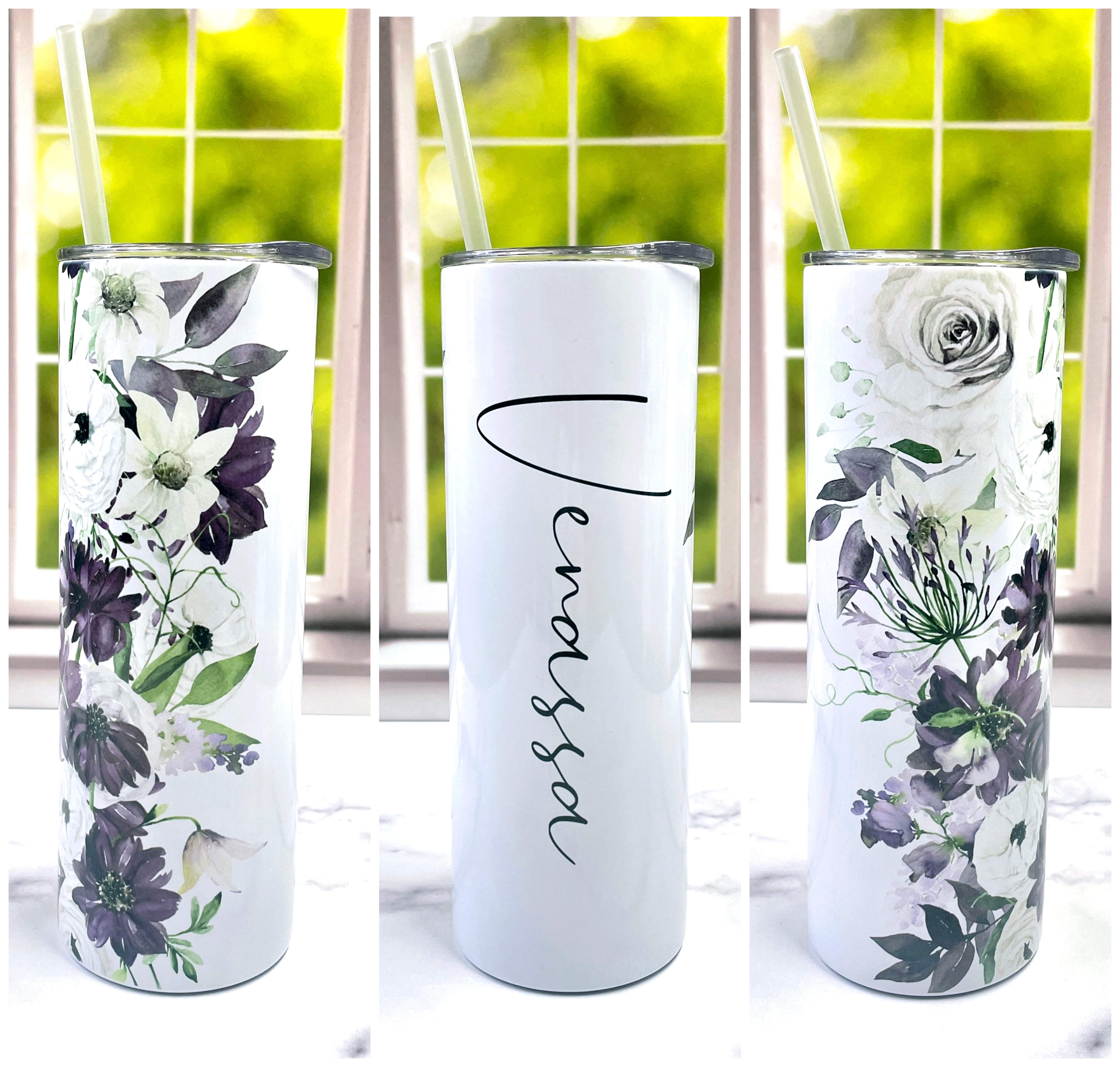 Mama Floral 20 oz insulated tumbler with lid and straw