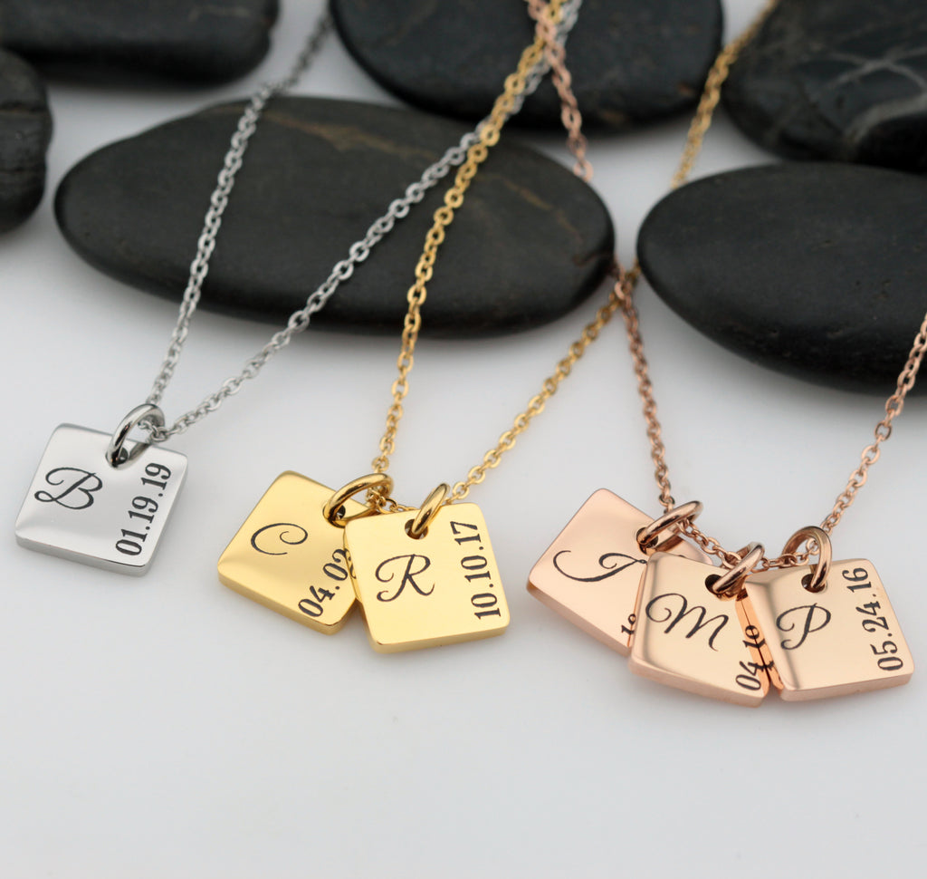 Love Story Necklace | Personalized Initial and Date Mother's Jewelry - Hand Stamped