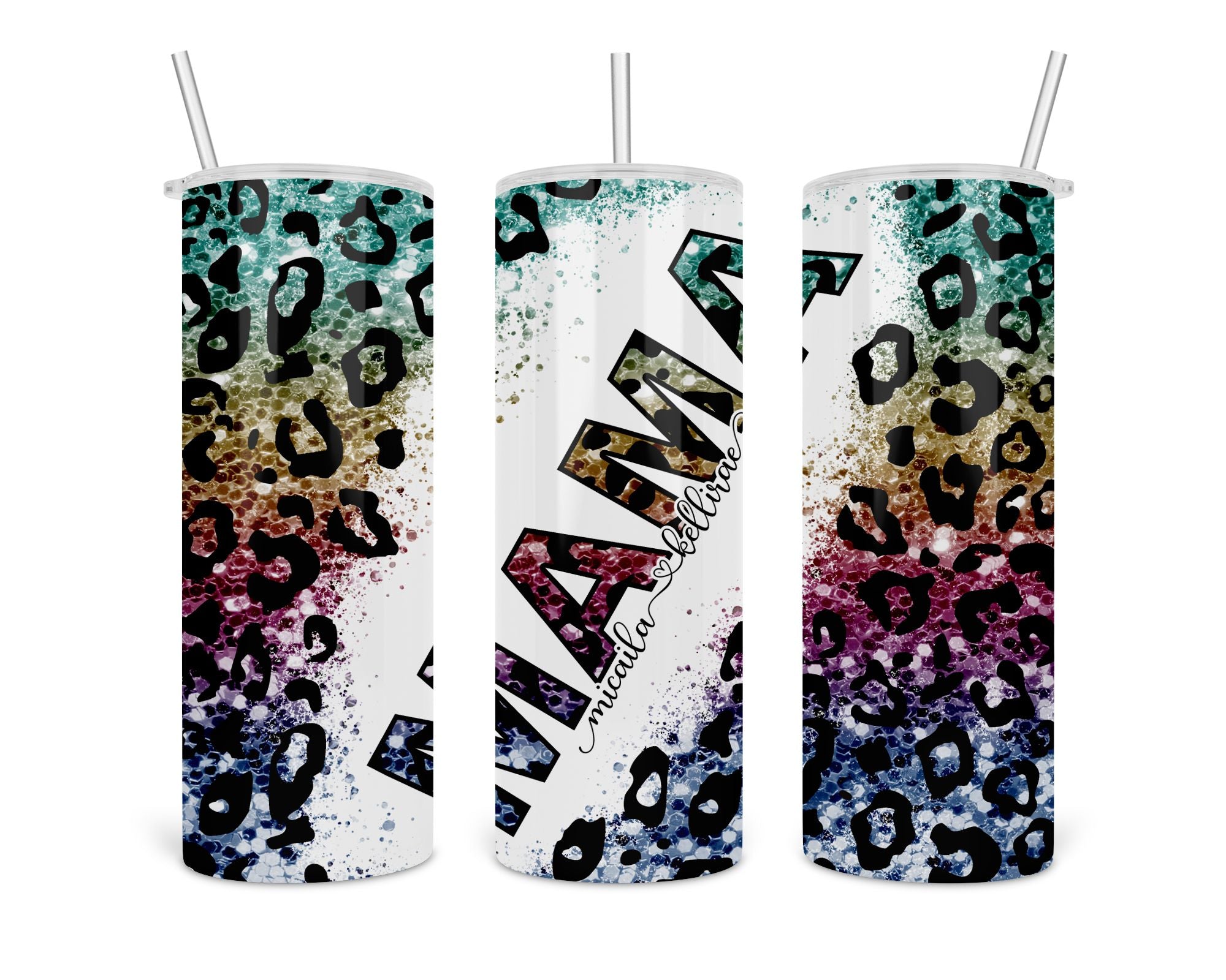 Mama with Name(s) LEOPARD Tumbler  UV Color Changing and Glow-In-The- – My  Hero Creations