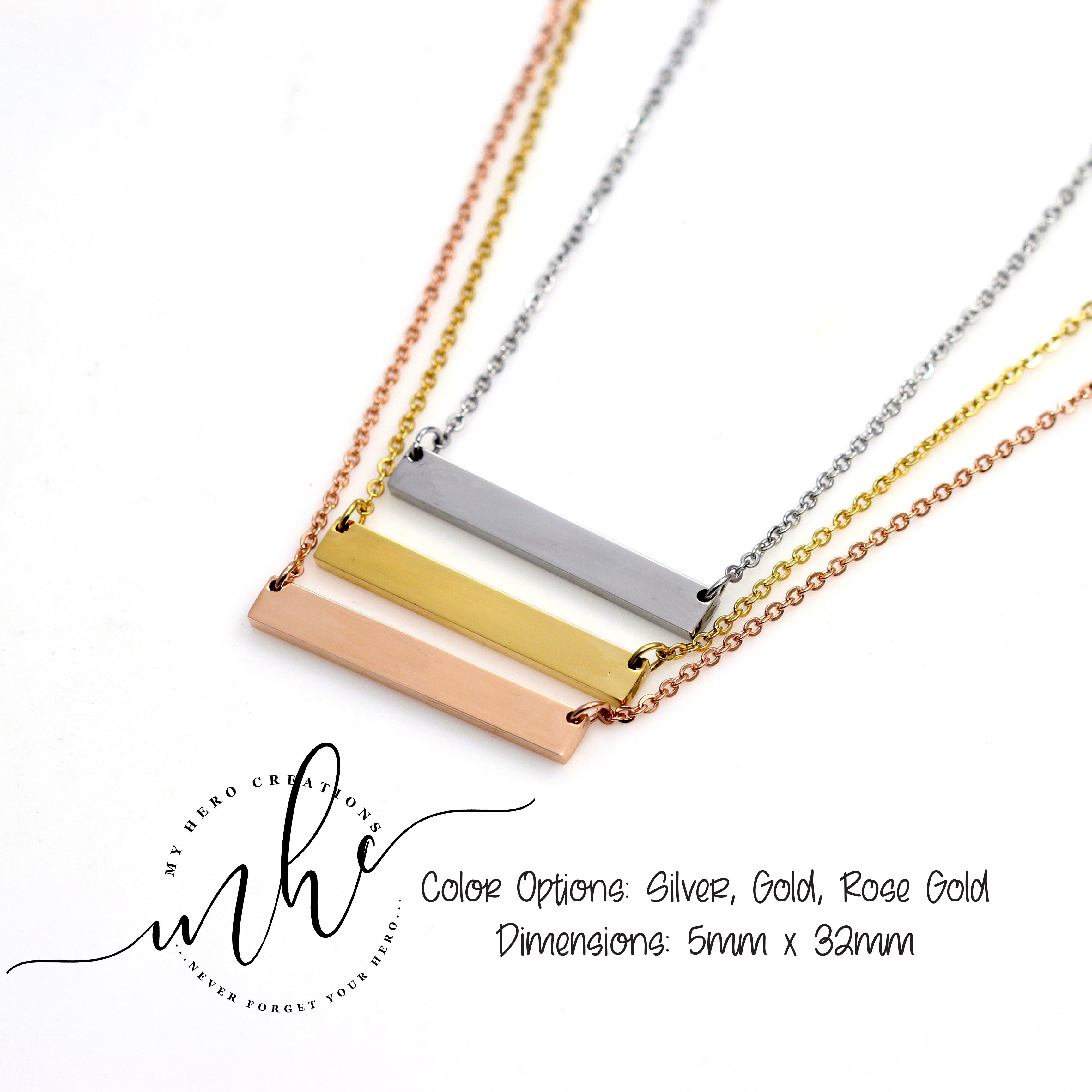 Skinny Bar Necklace, Personalized with Name, Date, or Coordinates - Danique  Jewelry