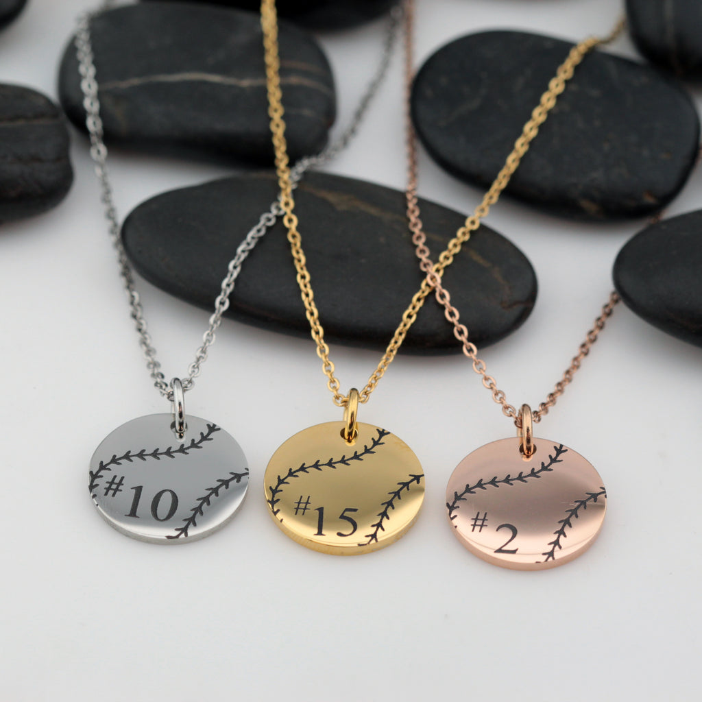 Baseball Mom Necklace | Personalized Number Jewelry For Sports Athlete | Team Gift Idea - Hand Stamped