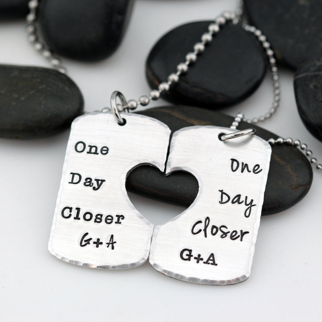 One Day Closer | I'll Be Back Military Deployment | Long Distance Necklace Set - Hand Stamped