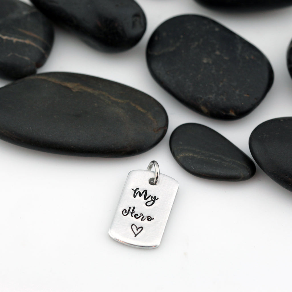 My Hero Charm | Maltese Cross | Firefighter | Police Officer Badge | Deputy Sheriff Badge | Dog Tag - Hand Stamped