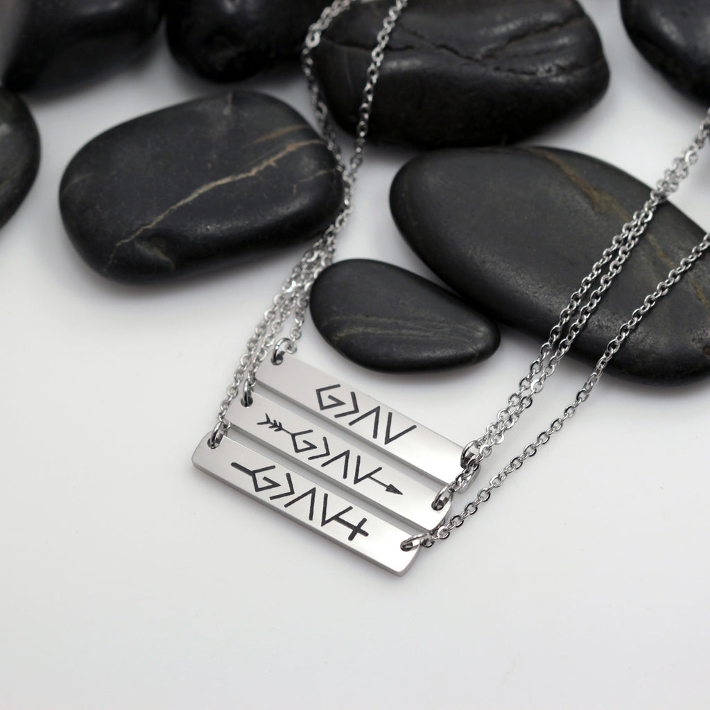 God Is Greater Than The Highs And Lows Religious Bar Necklace - Hand Stamped