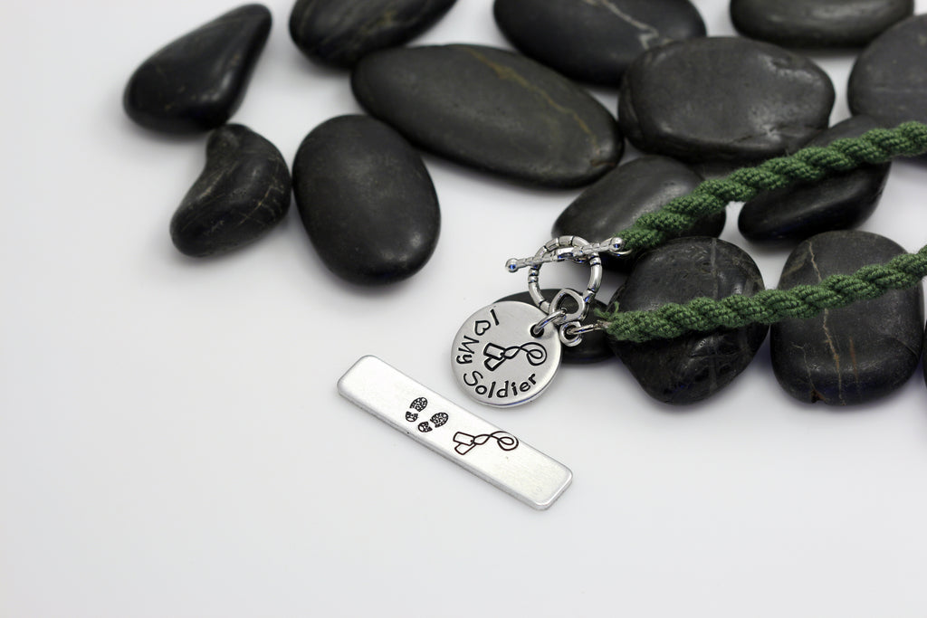 I Love My Soldier Hand Stamped | Custom | Boot Band Bracelet - Hand Stamped