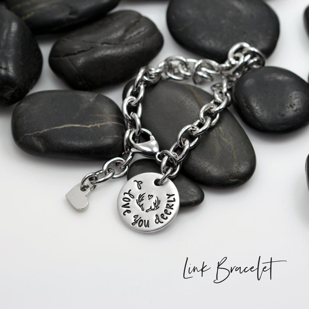I Love You Deerly - Necklace | Expandable Bangle | Bracelet - Hand Stamped