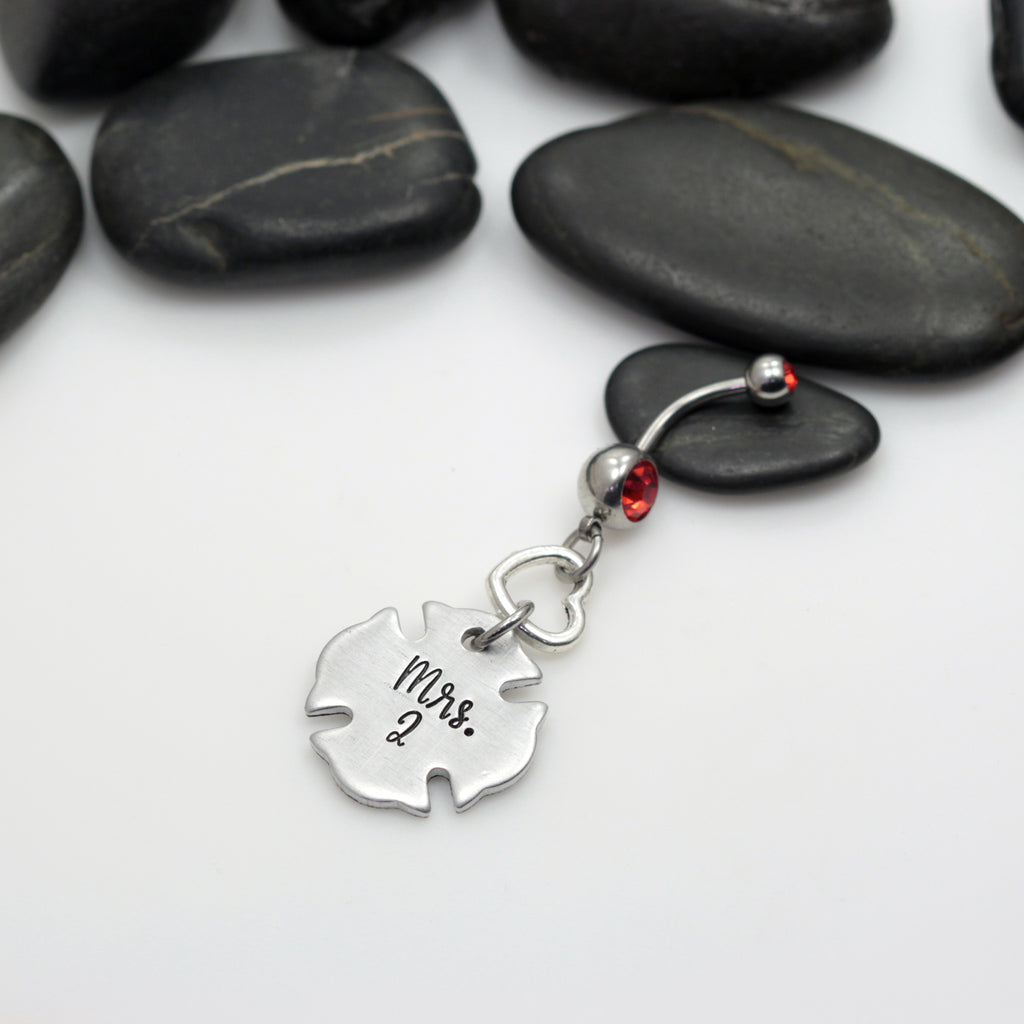 Mrs. Number Belly Ring | Maltese Cross | Firefighter | Police Officer Badge | Deputy Sheriff Badge - Hand Stamped