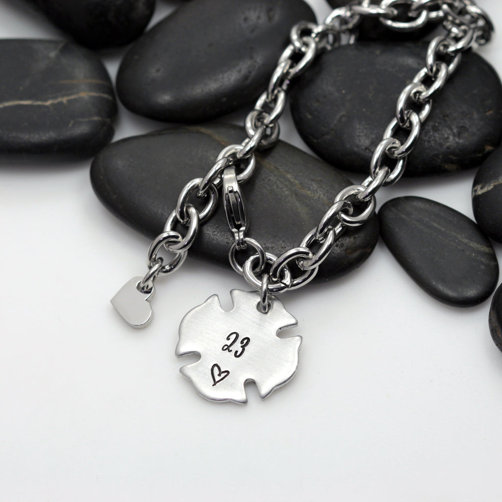 Number Bracelet | Maltese Cross | Firefighter | Police Officer Badge | Deputy Sheriff Badge - Hand Stamped