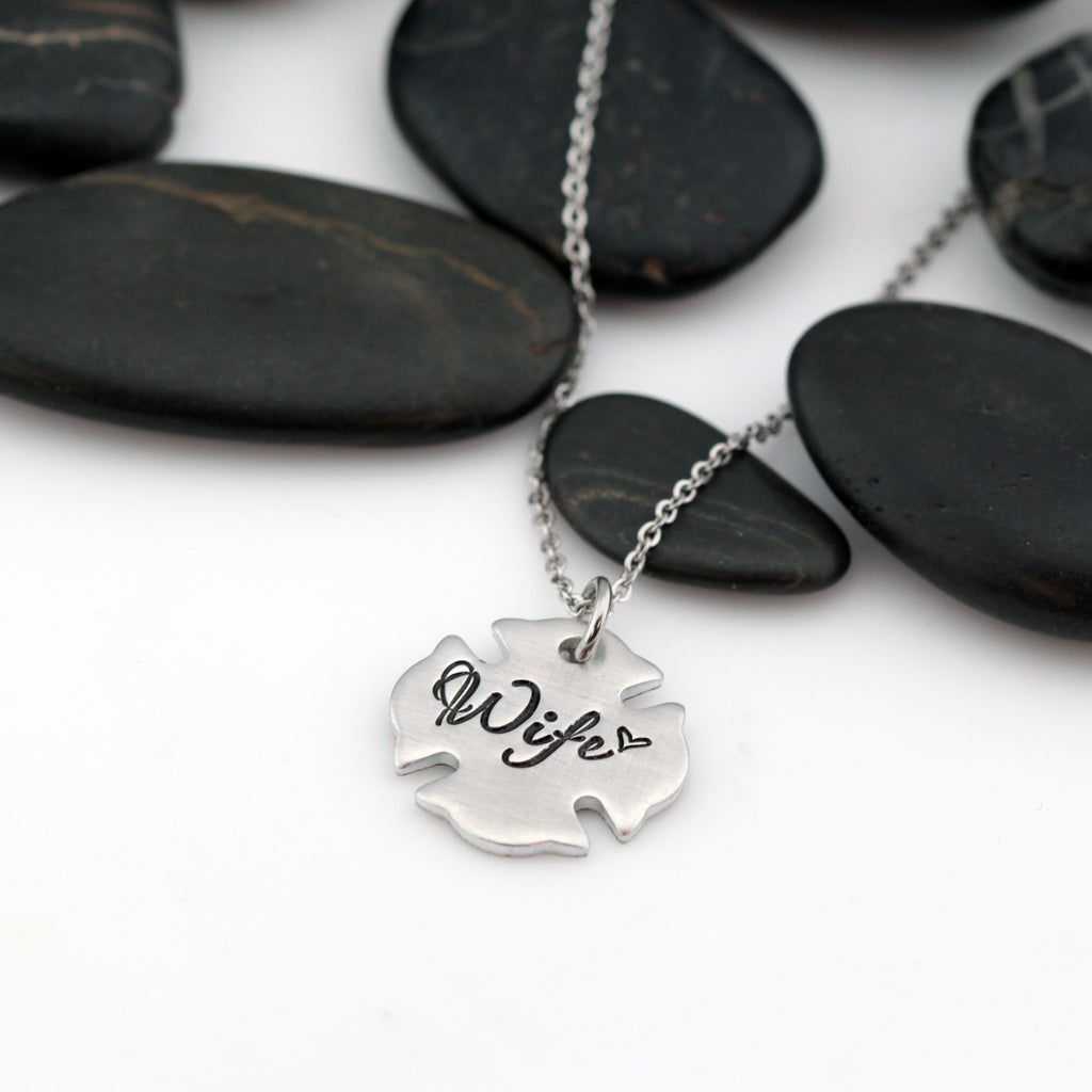 Wife Necklace | Maltese Cross | Firefighter | Police Officer Badge | Deputy Sheriff Badge - Hand Stamped