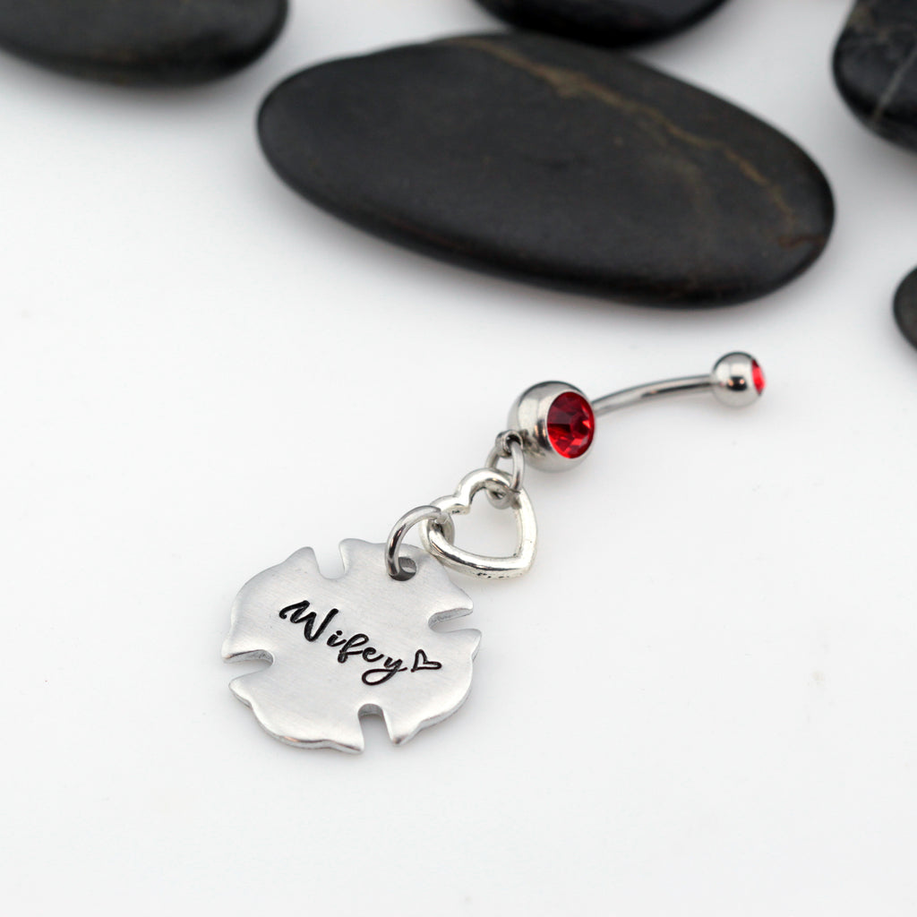 Wifey Belly Ring | Maltese Cross | Firefighter | Police Officer Badge | Deputy Sheriff Badge - Hand Stamped