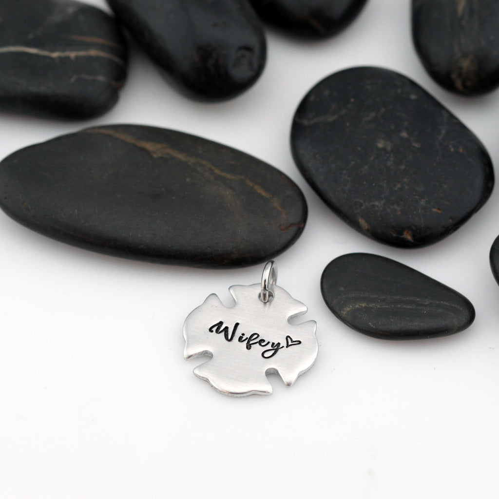 Wifey Charm | Maltese Cross | Firefighter | Police Officer Badge | Deputy Sheriff Badge | Dog Tag - Hand Stamped