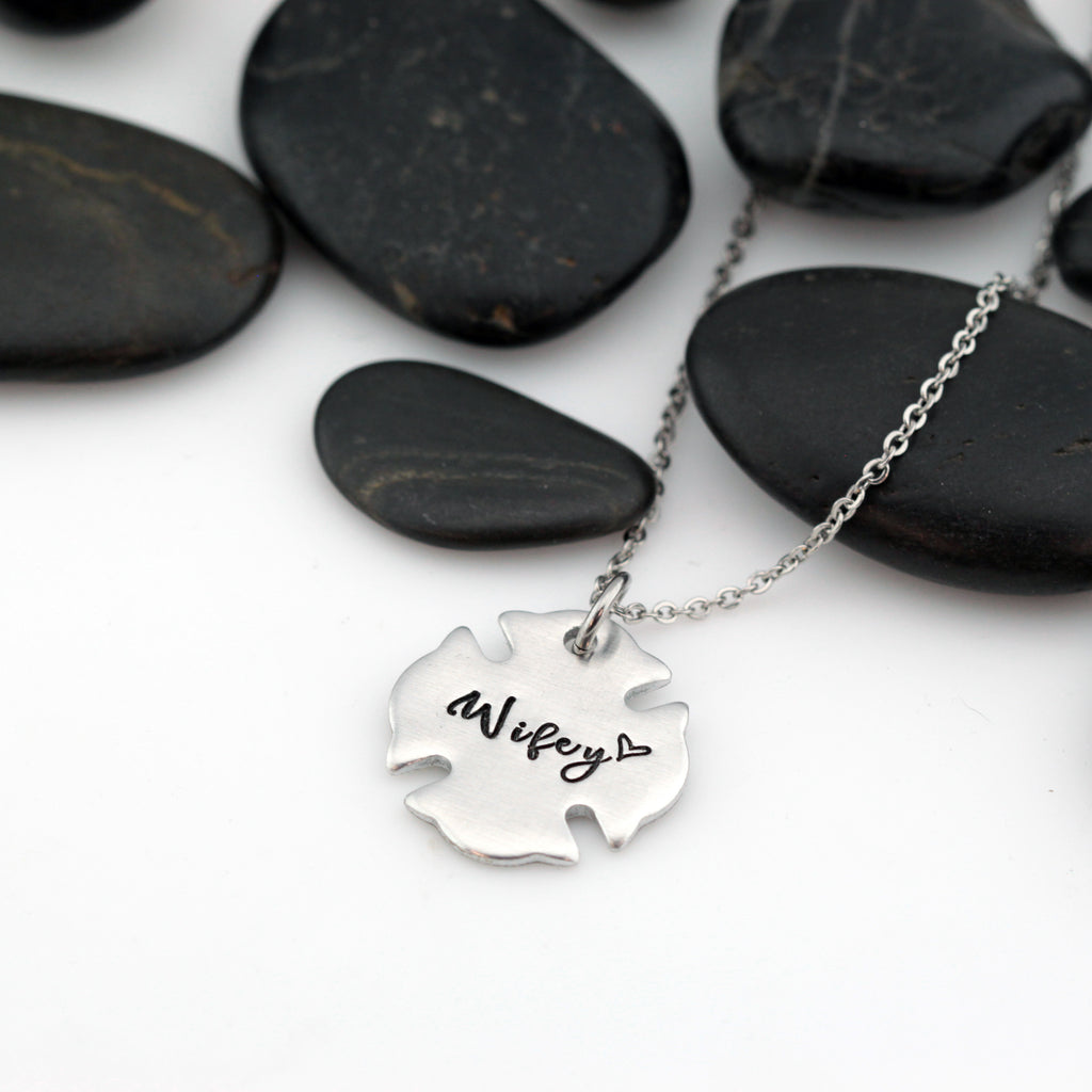 Wifey Necklace | Maltese Cross | Firefighter | Police Officer Badge | Deputy Sheriff Badge | Dog Tag - Hand Stamped
