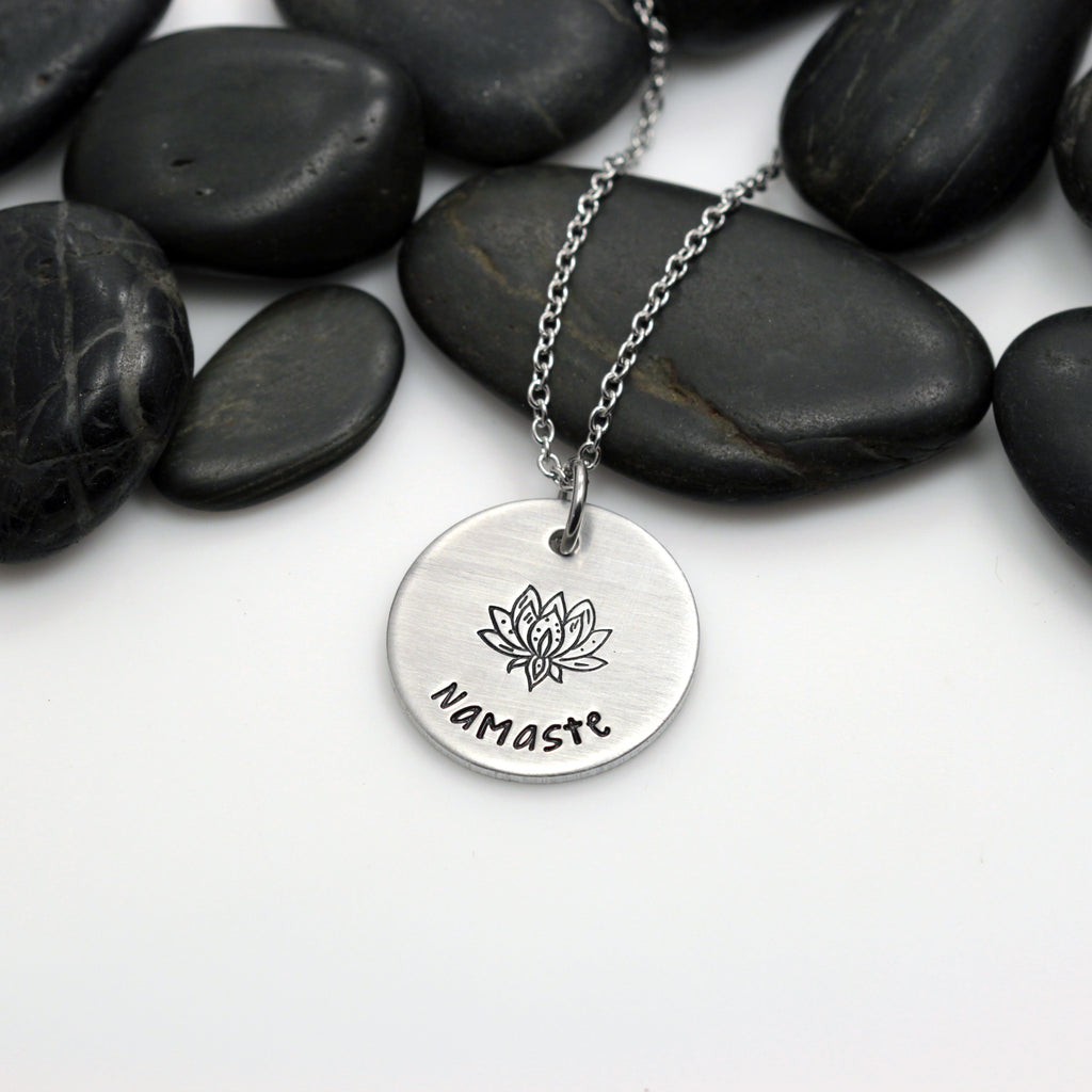 Namaste Lotus Necklace - Hand Stamped