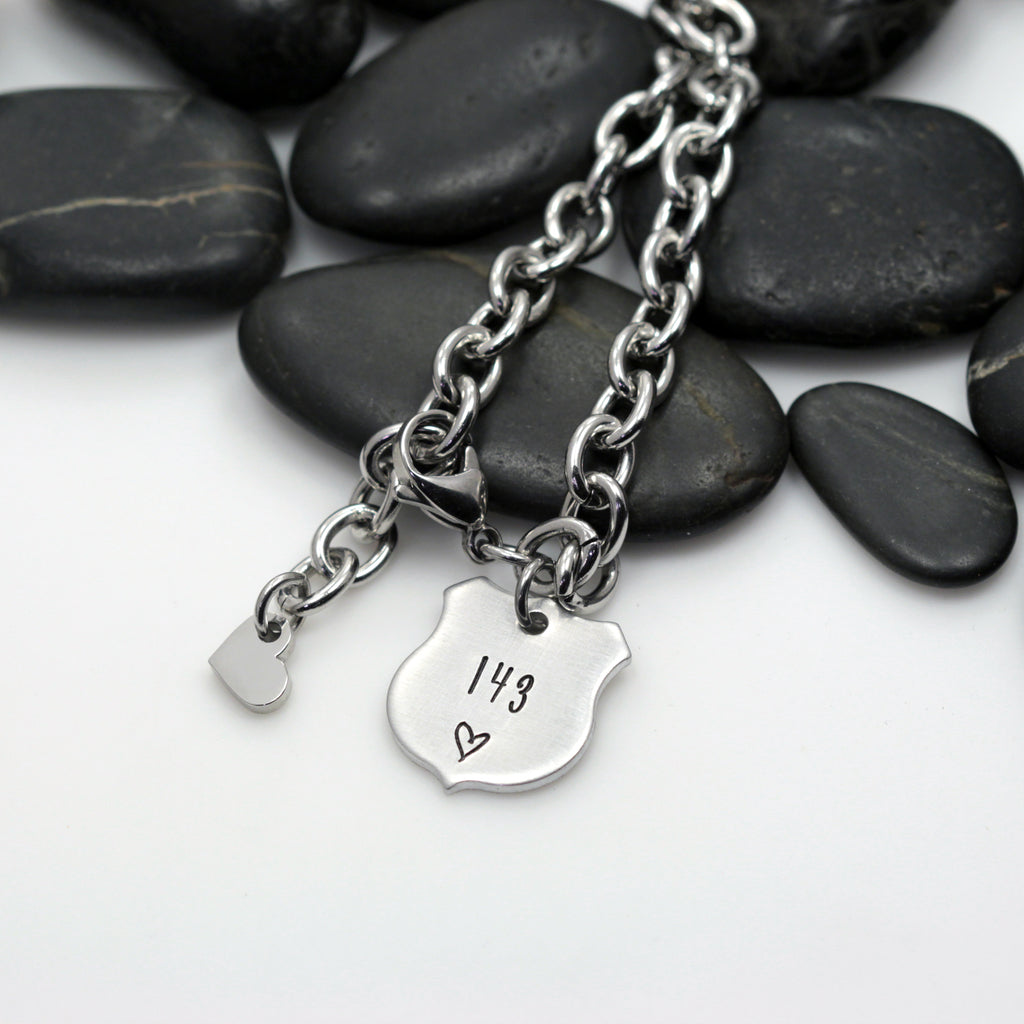 Number Bracelet | Maltese Cross | Firefighter | Police Officer Badge | Deputy Sheriff Badge - Hand Stamped