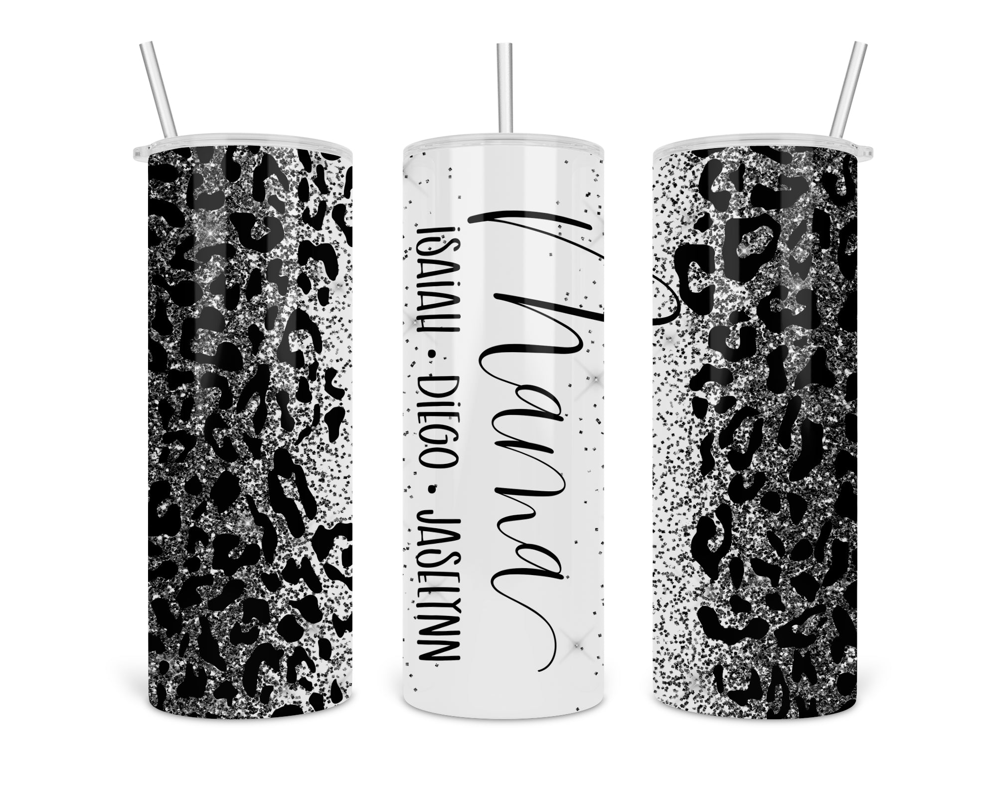 Mama with Name(s) LEOPARD Tumbler  UV Color Changing and Glow-In-The- – My  Hero Creations