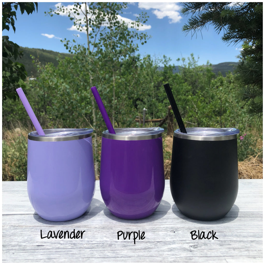 Personalized Name | Engraved 12oz Stainless Steel Wine Glass Tumbler - Hand Stamped