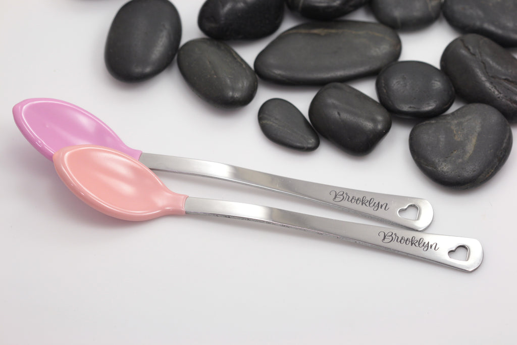 Personalized Engraved Baby Name Feeding Spoon - Hand Stamped