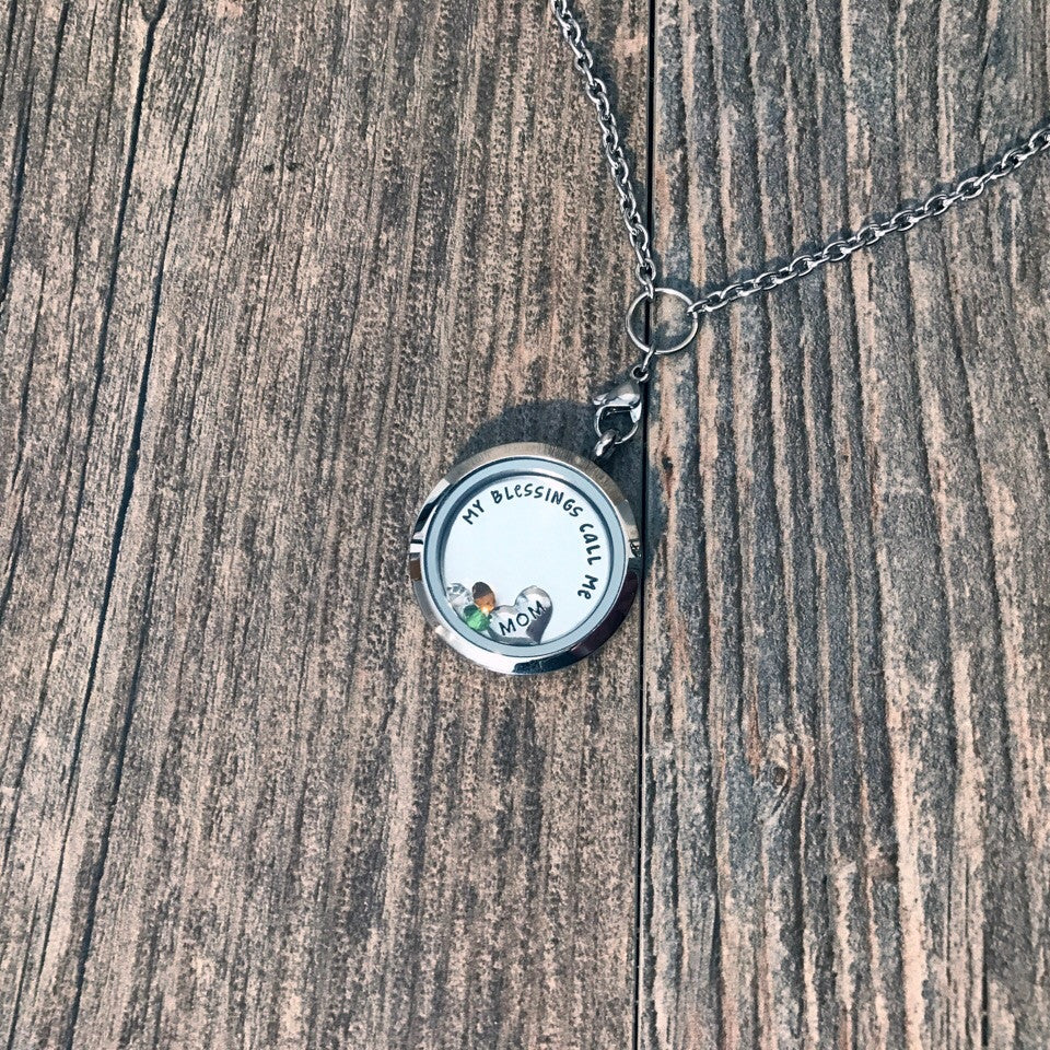 My Greatest Blessings Stainless Steel Floating Locket - Hand Stamped