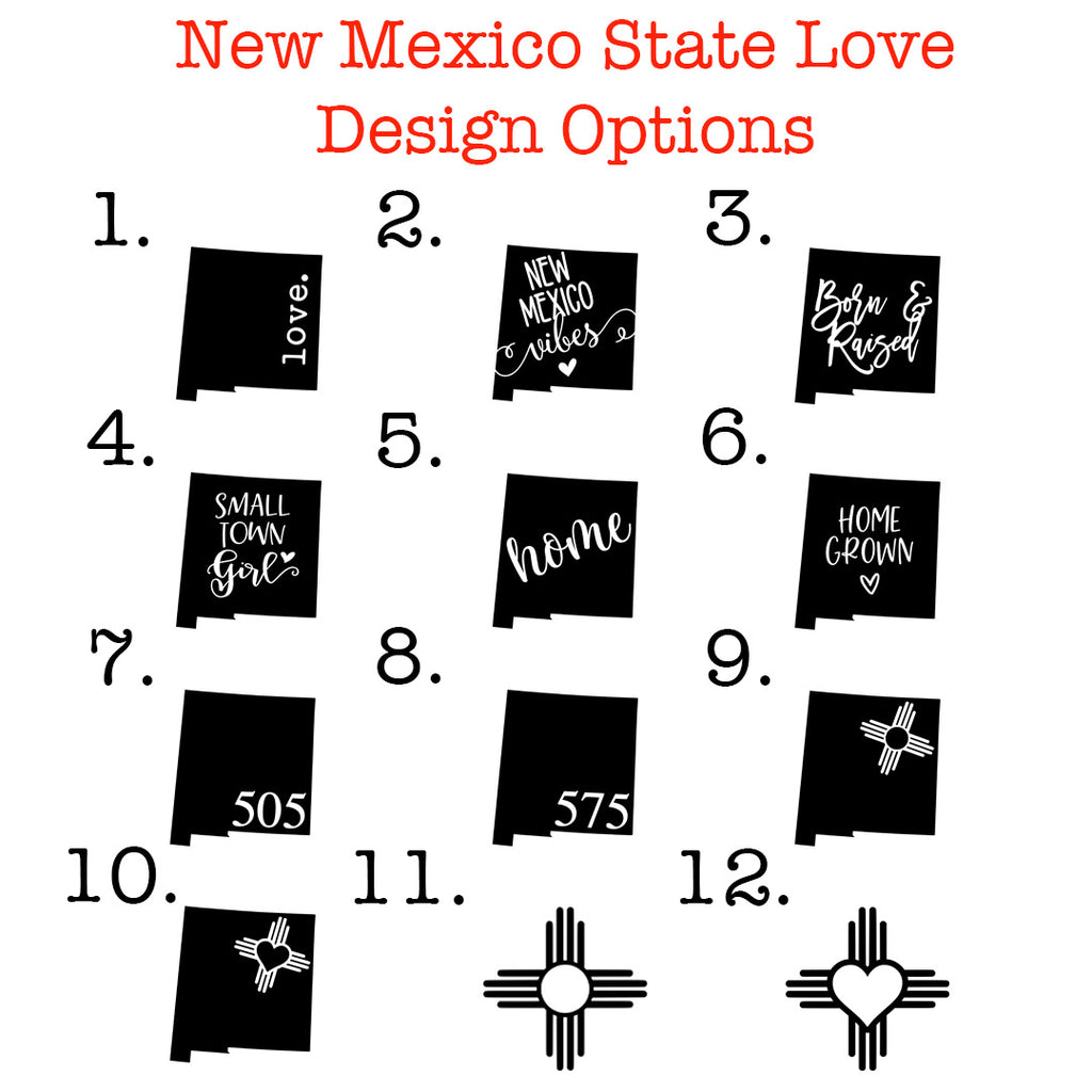 New Mexico - Home State LOVE Permanent Vinyl Decal Sticker | 12 Design Options Available - Hand Stamped