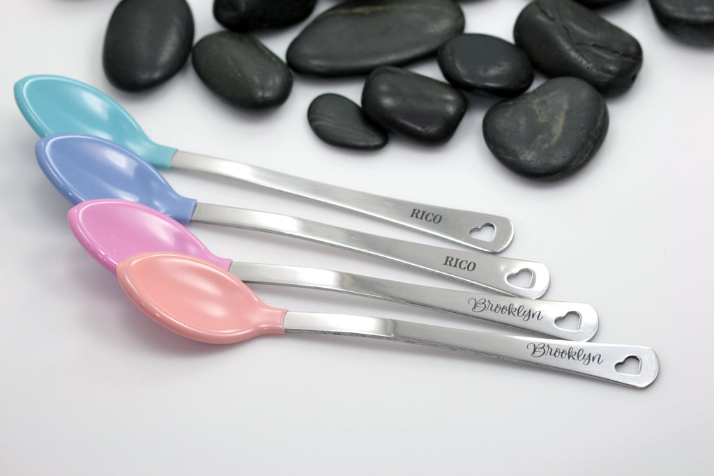 Personalized Engraved Baby Name Feeding Spoon - Hand Stamped