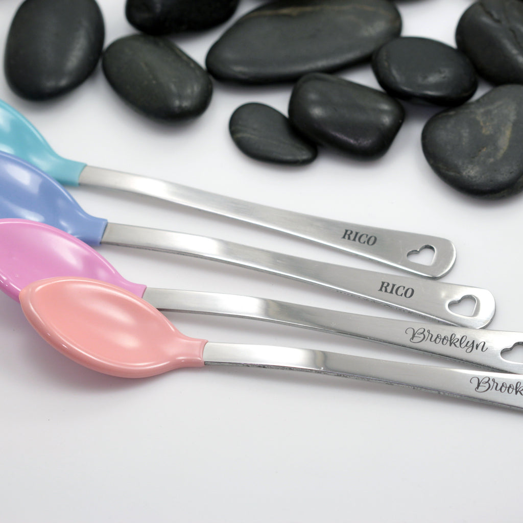 Personalized Engraved Baby Name Feeding Spoon - Hand Stamped