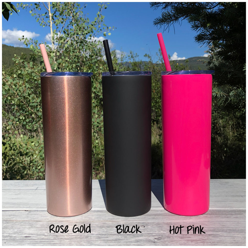 Personalized Name | Engraved 20oz Stainless Steel Skinny Tumbler - Hand Stamped