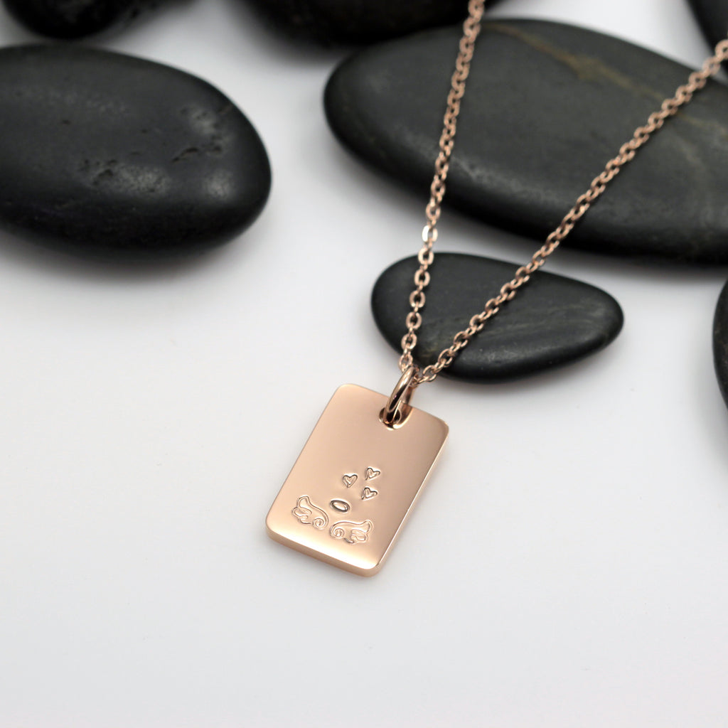 Mama Bear | Elephant | Angel Rectangle Necklace - Hand Stamped