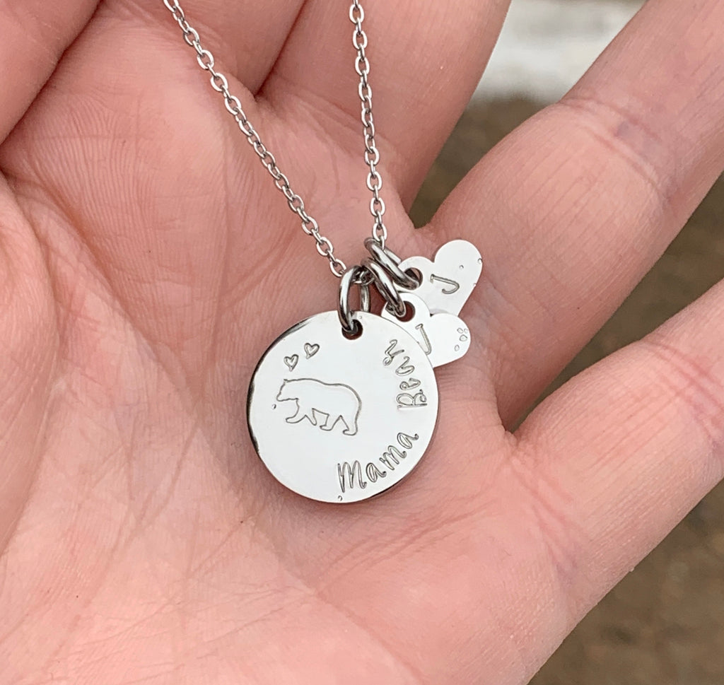 Mama Bear Necklace - Hand Stamped