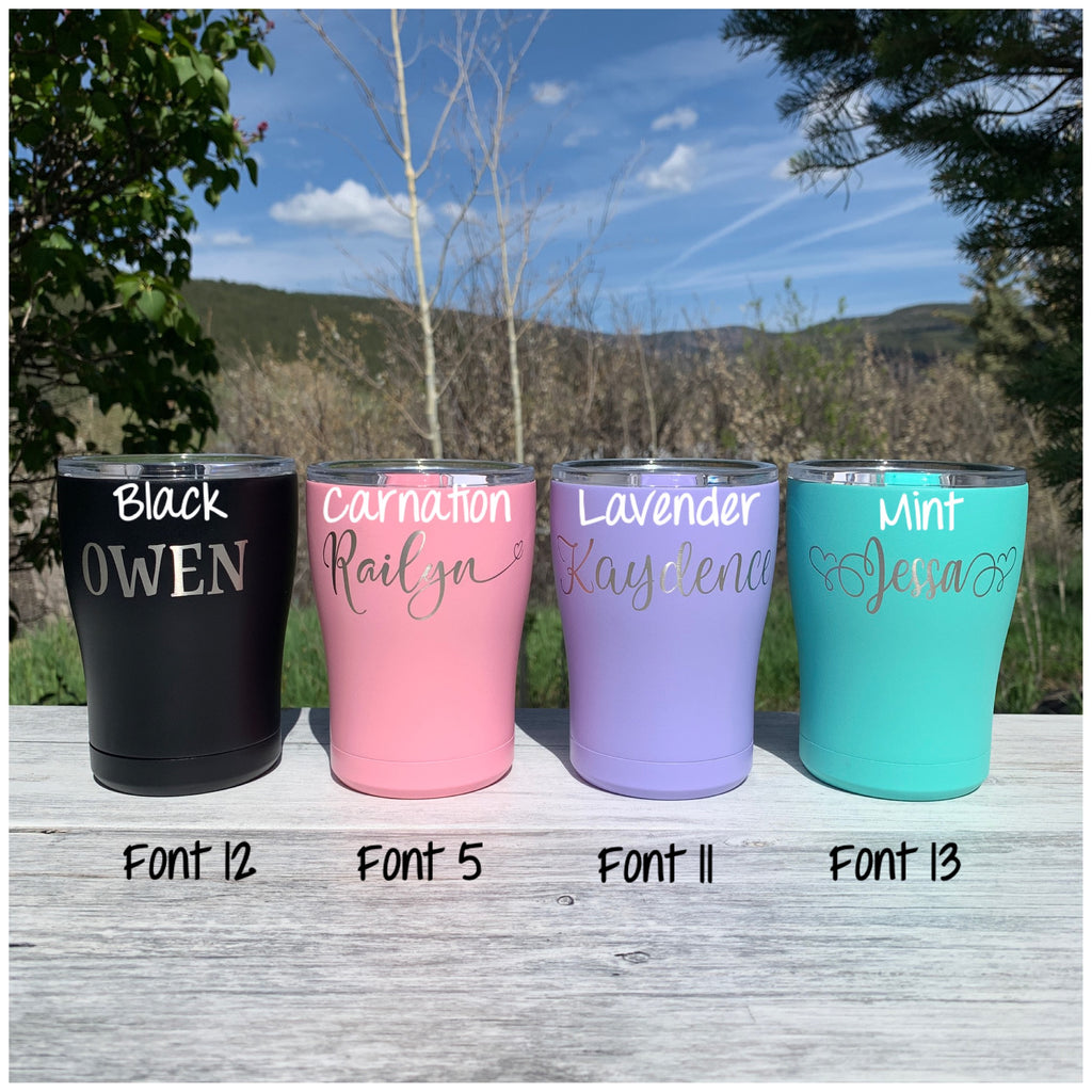Personalized Name | Engraved 12oz Stainless Steel Rollie Tumbler - Hand Stamped